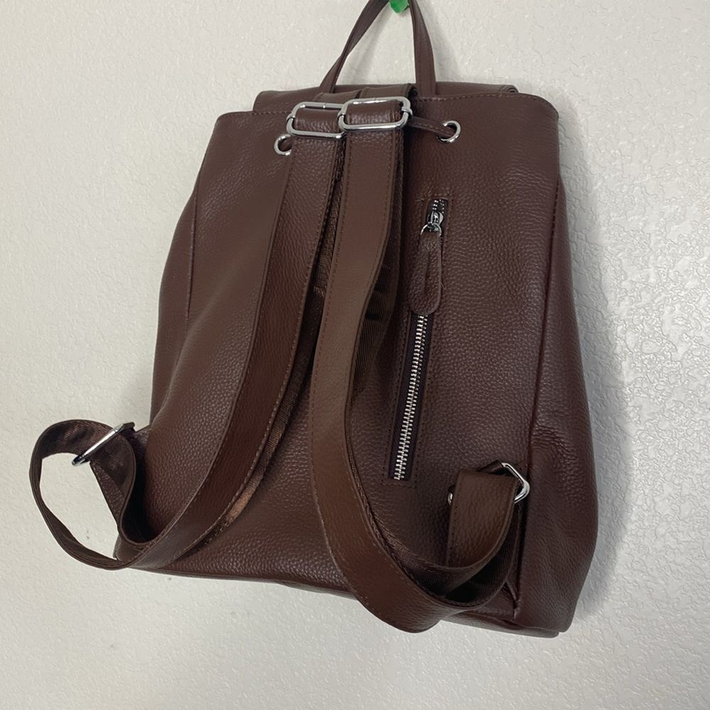 Elegant Dark Chocolate Brown Leather Backpack - Picture 4 of 9